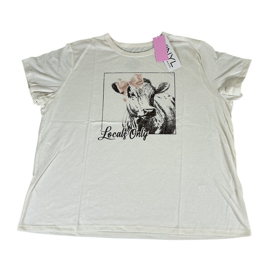 Vinyl Threads Locals Only Cow Graphic T-Shirt Women 1X Farm‎ Western